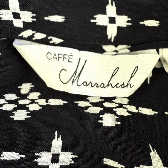 CAFFÉ MARRAKESH Sleeveless Button-Up Blouse 1X – Black & White Ikat Boho Tunic - Picture 6 of 9